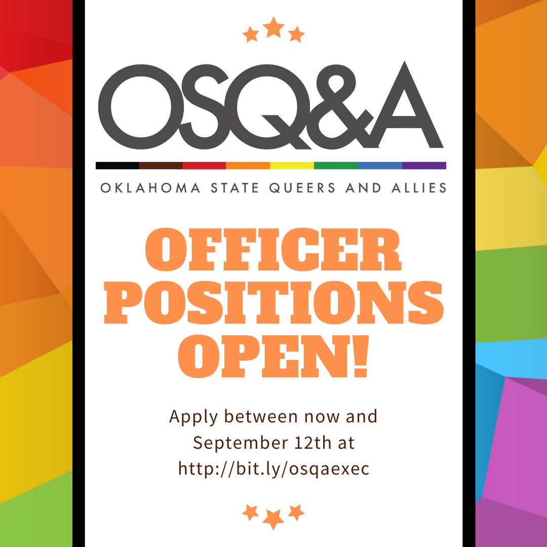 Interested in getting involved with OSQ&amp;A? Apply to be an officer! Applications are open till September 12th and have a wide range of positions to choose from.

Go to bit.ly/osqaexec to apply!