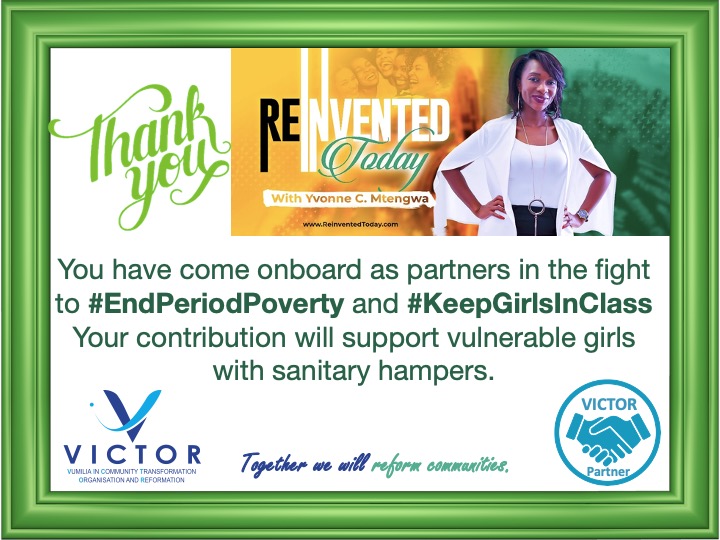 rabisonshumba's tweet photo. Thankful to @QFYvonne of #ReinventedToday. She is passionate about women empowerment. She got her organisation to donate to the #67GirlsForMandela initiative through @VICTOR_Foundtn in a bid to #EndPeriodPoverty and to also #KeepGirlsInClass. Thank you Yvonne. #TrueVICTOR https://t.co/AGt6lwLVzj