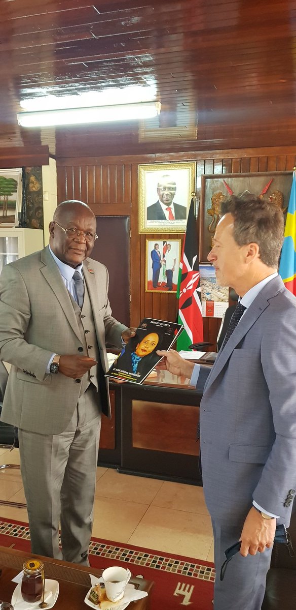 KENYAinDRC's tweet photo. H.E https://t.co/9dmtUfDE6A Masafu received German Amb to DRC H.E Dr.Oliver Schnakenberg who paid him a courtesy call.The two exchaged views on the Political/Trade &amp; Security situation.Amb also shared the profile of Amb Amina Mohamed who is running for the position of the DG-WTO. https://t.co/WbaDBQi1DA