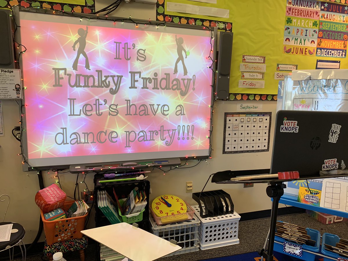 MrsMyersFun1st's tweet photo. Is virtual teaching the best thing ever? No. But you know what he been the best part of virtual teaching so far? A virtual dance party with 1st graders.  Also great, overhearing them have conversations about hiding and trying to scare me while on our break! 🤣🤣🤣 #thesekids https://t.co/inDSzlVEtS