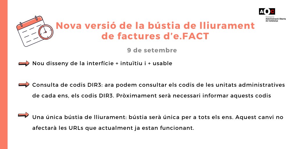 Suport_AOC's tweet photo. 🌟El pròxim 🗓️9 de setembre estrenem un nou entorn per al lliurament i la consulta de factures #eFACT, amb un nou disseny de la interfície més intuïtiu i usable.
➕https://t.co/XILIVWeuqw https://t.co/93hdD3u3fq