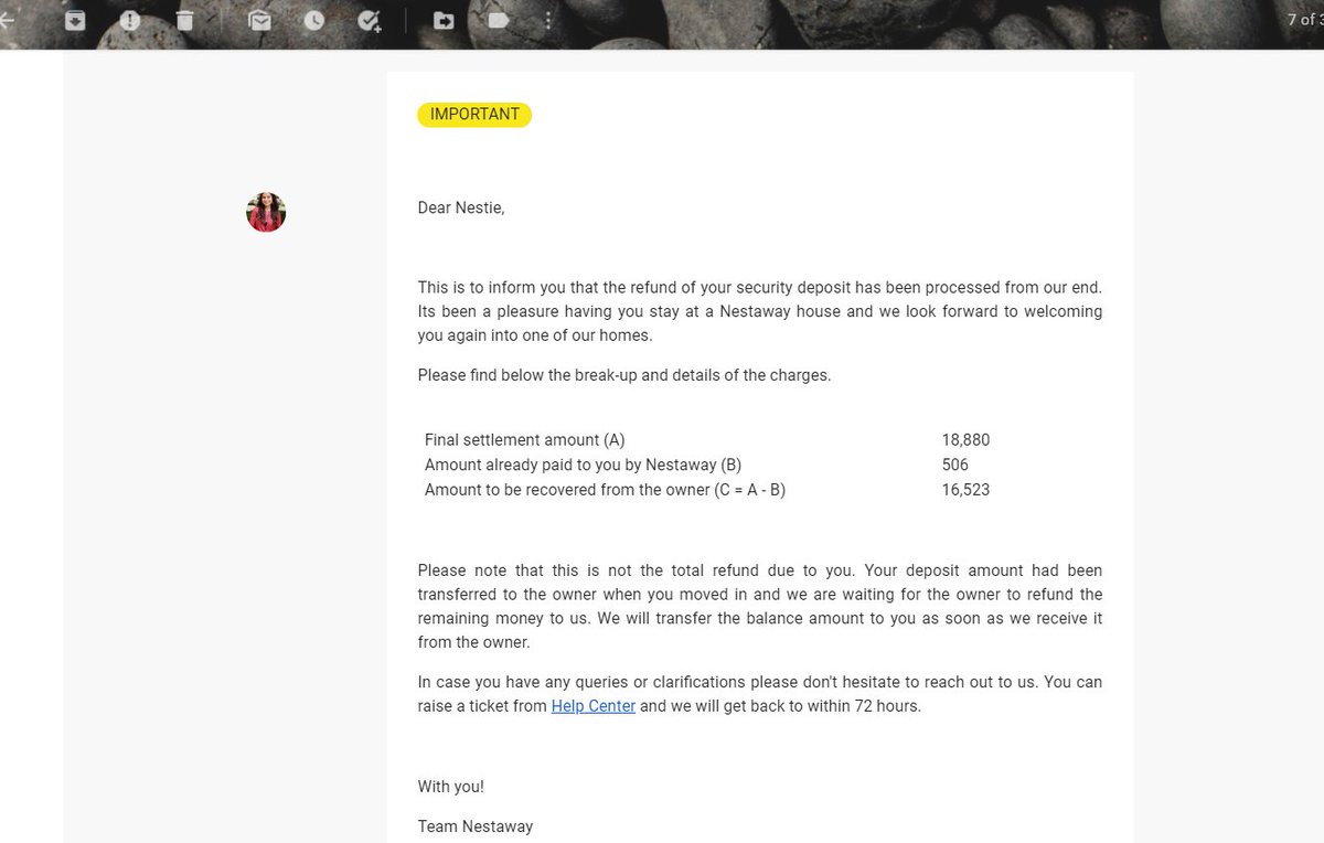 muskan0602's tweet photo. @NestAwayCare After 12 days of me posting my issue, I finally get back a response on my security deposit. But you guys don't leave a single opportunity to disappoint your customers. I had made a payment of 68k as security and I am getting back only 16k without any explanation. https://t.co/bdhz7jCqoM