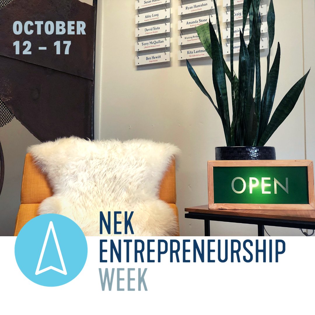 SAVE THE DATE! October 12-17, we'll kick off #NEKEntrepreneurshipWeek with virtual events for rural entrepreneurs, makers, and creatives. Stay tuned for the full event lineup from <a href="/DoNorthCo/">Do North Coworking</a>, <a href="/CWEtalk/">CWE</a> Vermont, <a href="/VtSBDC/">Vermont Small Business Development Center</a>, Center for an Ag Economy, The Foundry, and Spark. 🙌🙌