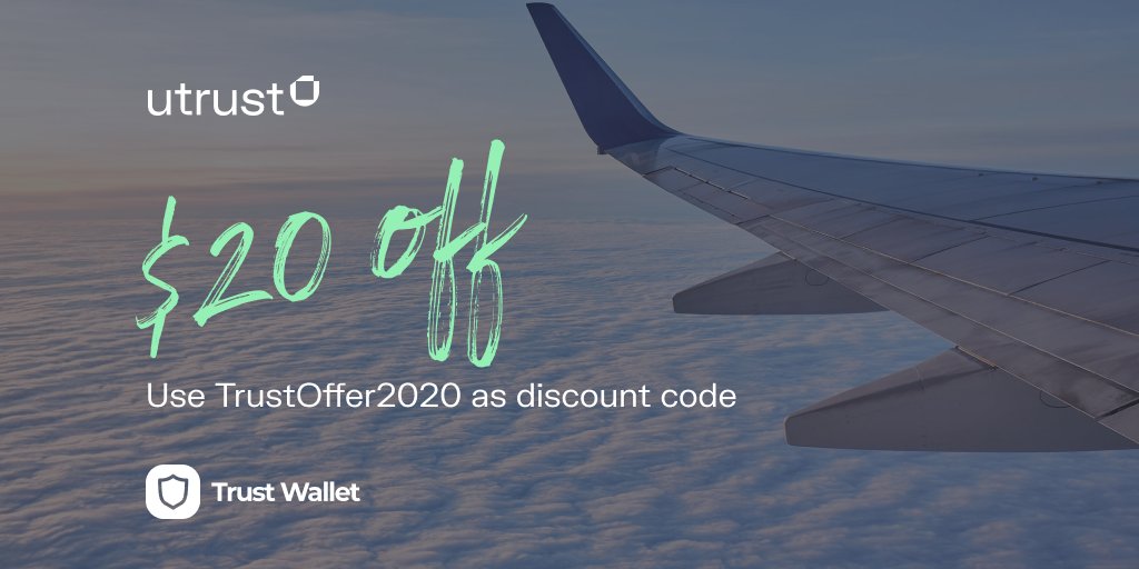xMoney_com's tweet photo. #Cryptodeals❗
Get $20 discount with the code "TrustOffer2020" at @AlternativeAir on flights paid with crypto! 🛫
There's MORE! Our friends @TrustWalletApp love adoption as much as we do. We teamed up to give $250 in $UTK to 10 winners! Follow the 3 of us and RT for good luck 🍀 https://t.co/uLtN969IEp