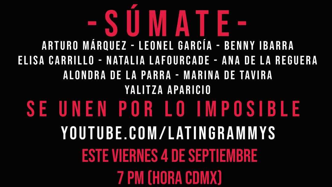 impossibleorch's tweet photo. ¿Están listos para nuestro evento de recaudación hoy a las 19:00?
 @ArturoMrquezNa1 @LeonelGOficial @bennyibarra @ElisaCarrilloC @lafourcade @ADELAREGUERA @alondradlp
@fondosemillas @SaveChildrenMx 

#LaOrquestaImposible
#LaMúsicaNosMueve https://t.co/bke4ls6MXc