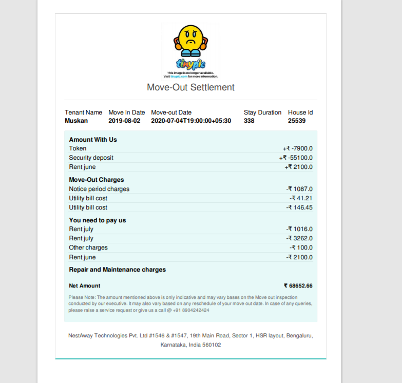 muskan0602's tweet photo. @NestAwayCare After 12 days of me posting my issue, I finally get back a response on my security deposit. But you guys don't leave a single opportunity to disappoint your customers. I had made a payment of 68k as security and I am getting back only 16k without any explanation. https://t.co/bdhz7jCqoM