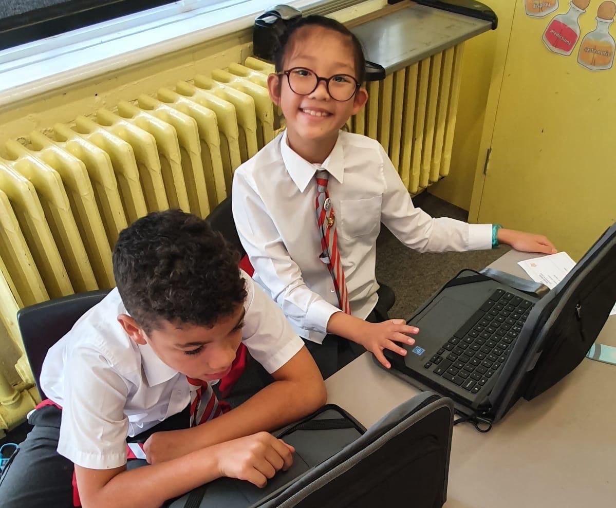 CCJacademy's tweet photo. Children in Y3 &amp; 4 were excited to receive their own Chromebook this week, as part of the @LEOacademies 1:1 Programme. Don’t forget we are holding a virtual parent meeting on Wednesday 9th September at 9am &amp; 6pm. Come &amp; join us to see how we use Chromebooks to support learning. https://t.co/cMPrUTiGwH