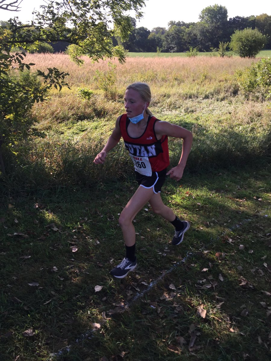Gabi on her way to victory at the Johnson County invitational. Her second gold medal in as many meets