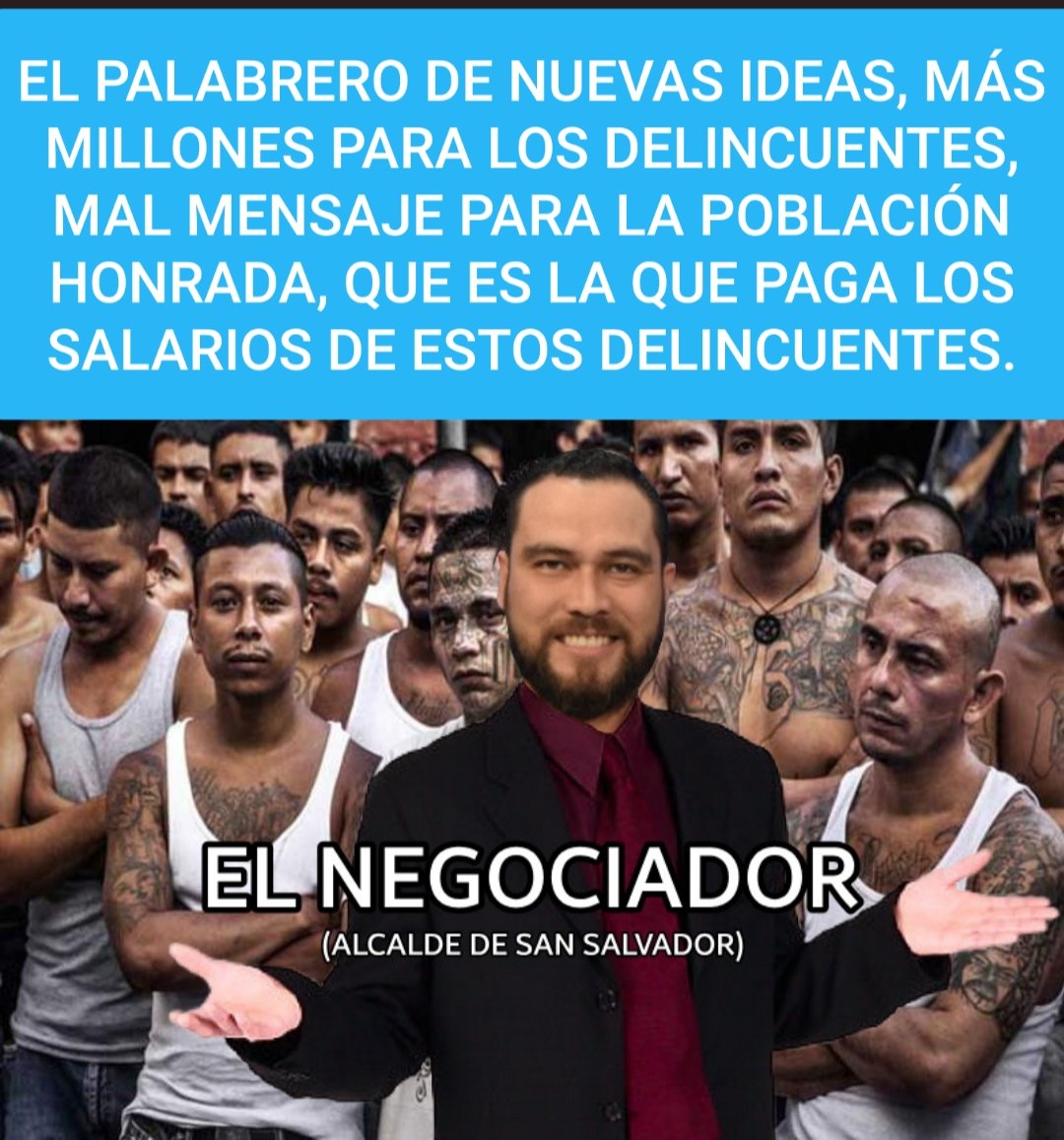 alenwriter's tweet photo. @merino_monroy @nayibbukele No señor vergüenza del uniforme, nadie podrá entender ni aceptar que GOES actual se siente a negociar con las Maras. Que parte no entienden que es delito sentarse a pactar con criminales? Se convierten en más de ellos, ahora la reducción de muertes la cambian por "Desaparecidos" https://t.co/Gt5cxkvj2F