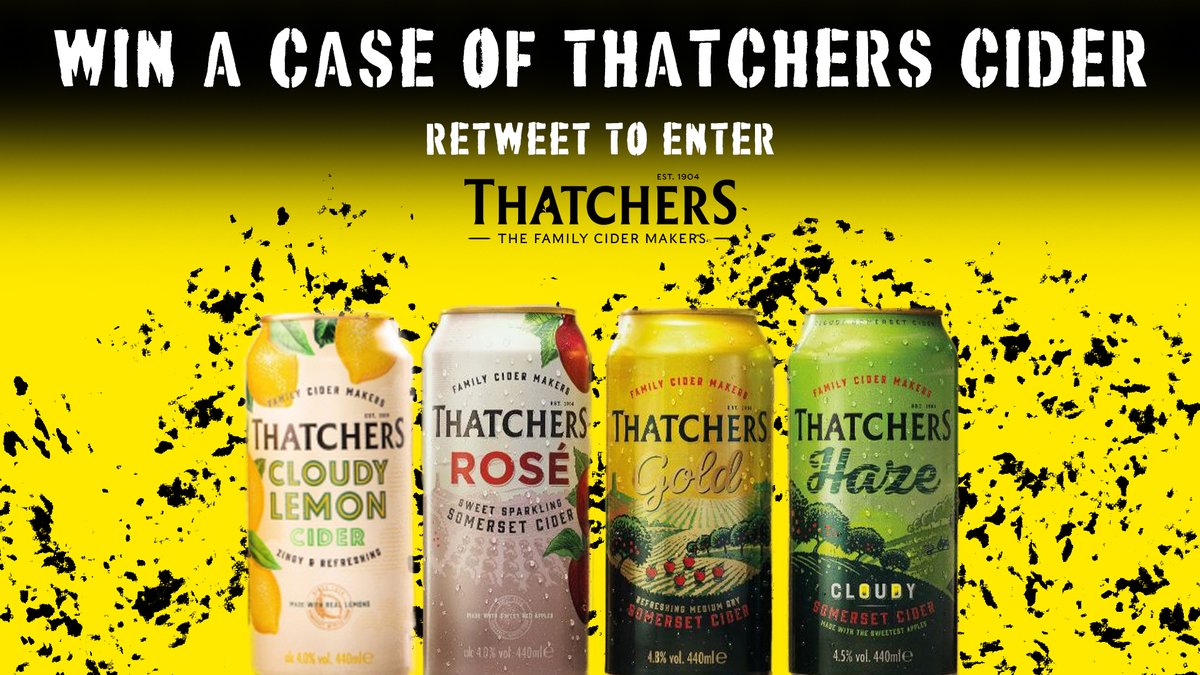 Gloscricket's tweet image. WIN A CASE OF @thatchers_cider 🍎🍺

We are running a competition with our Cider Partner Thatchers who are giving away a crate of cider of your choice from the selection below.

RETWEET TO ENTER 🔁

*You have to be 18 or over to enter.

#GoGlos💛🖤
