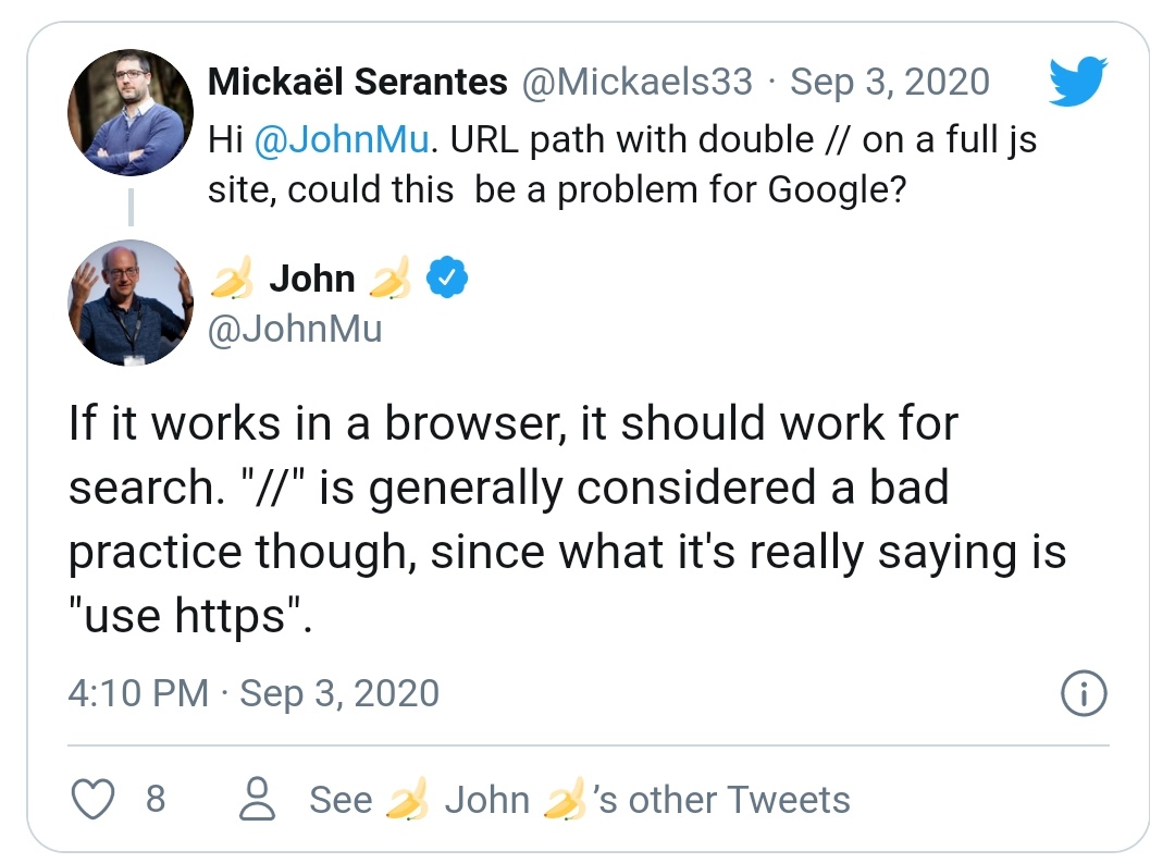 AtulDizipro's tweet image. Google recommend "//" in a URL is generally considered a bad practice but, works on search. #SEO #urloptimization