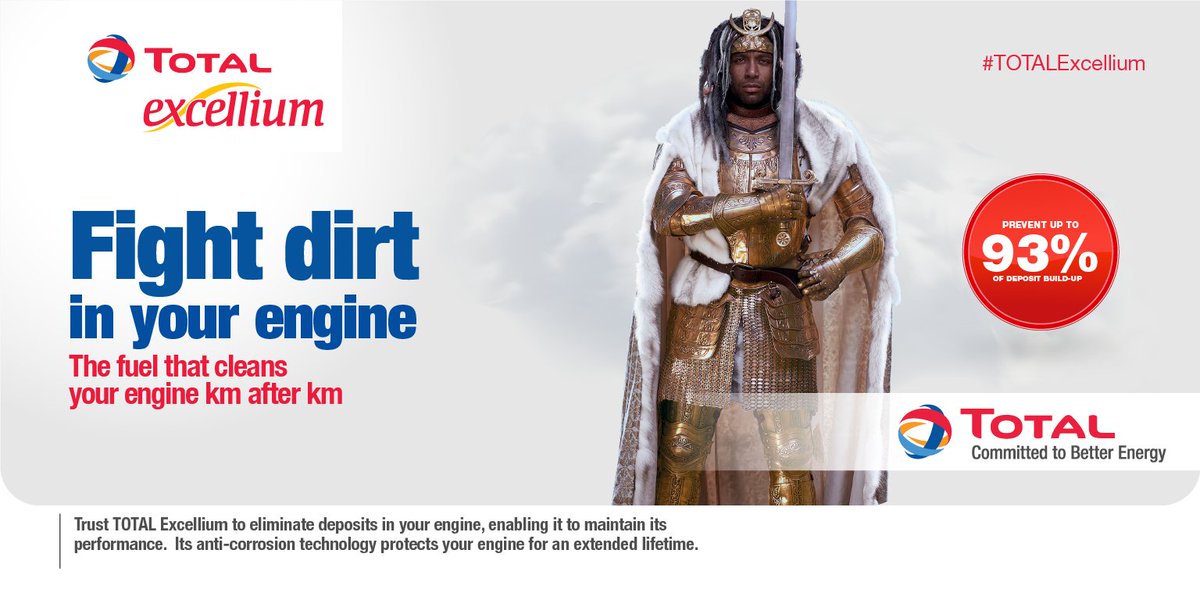 TotalEnergiesUG's tweet photo. Did you know that #TotalExcellium cleans your engine kilometer after kilometer? Drive into a TOTAL station today and fill up with TOTAL Excellium to prevent up to 93% of deposit build-up in your engine. https://t.co/8NFWhSuZzI