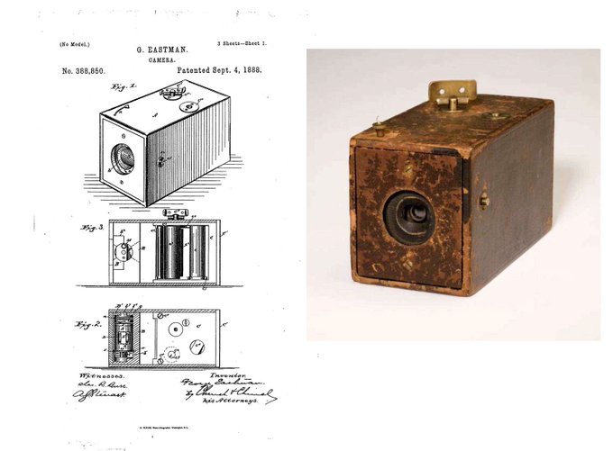 September 4, 1888: <a href="/Kodak/">Kodak</a> name is registered as a trademark in the United States and George Eastman patents the original Kodak camera.