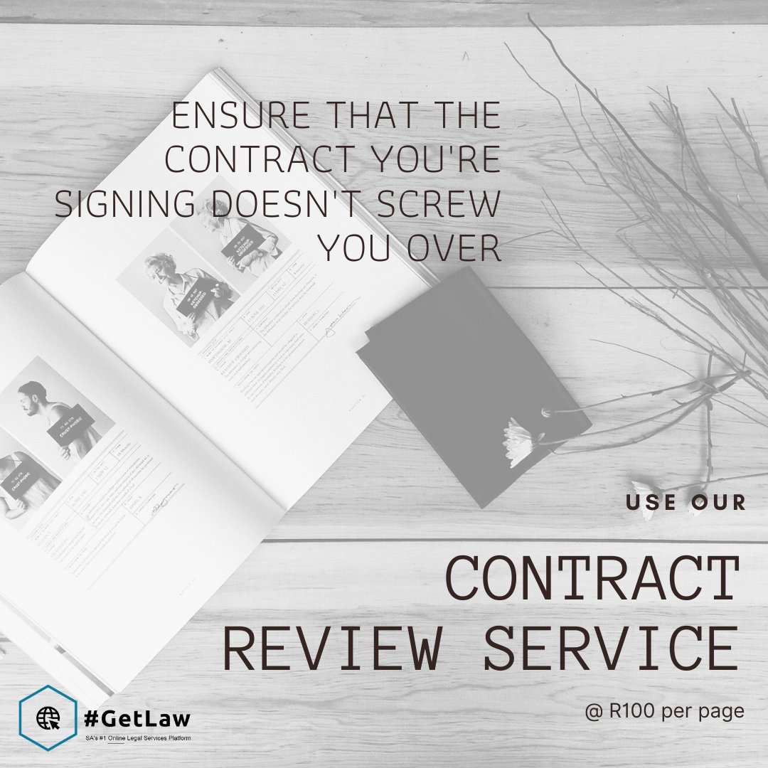 GetLawSA's tweet photo. Planning on signing ANY contract ✍

Ensure that the contract is contractually sound and not prejudicial to you

Use our contract review service and we'll comb through your contract or will, and advise you on any red flags or clauses 

info@getlaw.co.za 
https://t.co/F8TRfrTVqz https://t.co/rfRxpeU4Jb