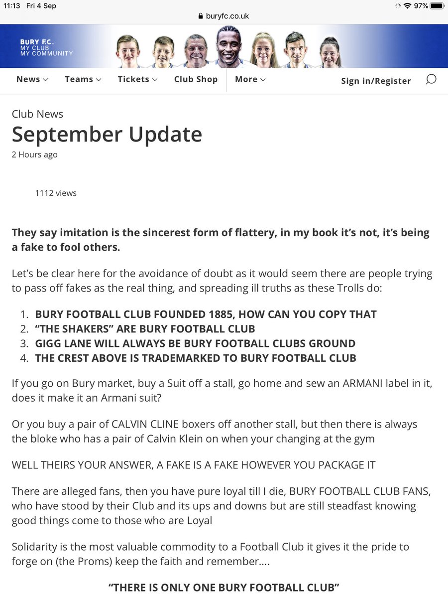 KieranMaguire's tweet photo. Steve Dale at Bury giving another perfect example as to why football club owners should not drink floor polish after another stream of lunacy appears on the club website #BuryFC ***Warning, picture contains reference to fake underpants (spelt incorrectly by Dale)*** https://t.co/0aXP0Akya4