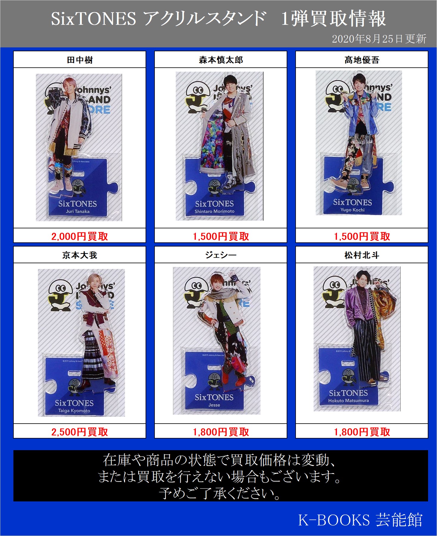 SixTONES 髙地優吾 アクリルスタンド 第1弾 第2弾 第3弾 アクスタ