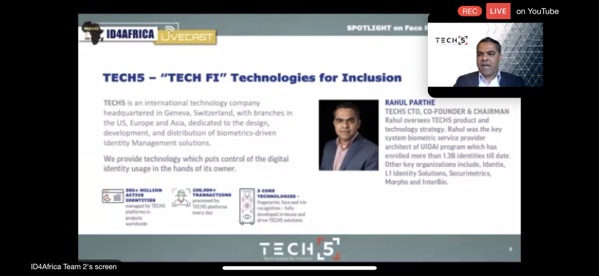 Tech5ai's tweet photo. Rahul Parthe, TECH5 Co-founder and CTO, talked yesterday at the ID4Africa LiveCast session about the power of T5-Face recognition technology in de-duplicating a very large tri-modal National ID database.

If you missed the webinar, here is the replay: https://t.co/2hor4WrI12 https://t.co/zx4bRu59UE