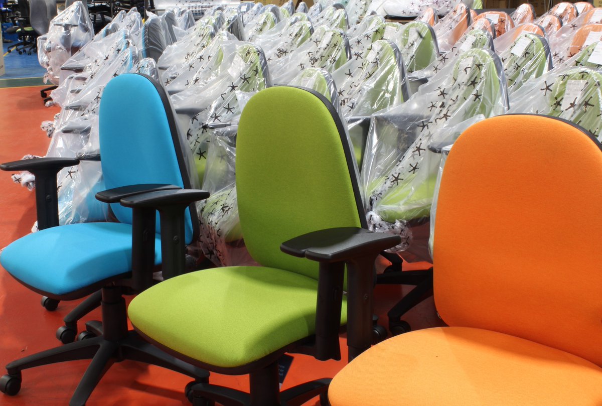 summit_1977's tweet photo. We love this cheery colour combination of @camira, Era fabric on these #operatorchairs for @space_zer0. We think the school will be a happier place with chairs this #vibrant. #interiordesign #ITclassroom https://t.co/1ZCXUu6Is3 https://t.co/YbftkGlPlH