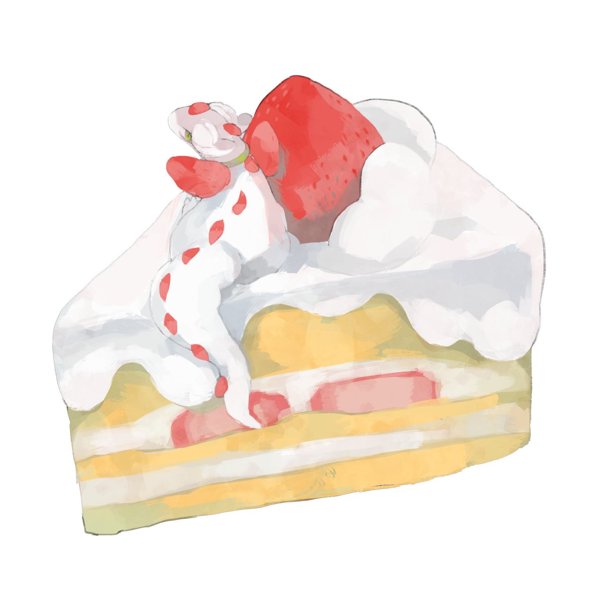 「strawberry sponge cake dragon 」|おまる丸のイラスト