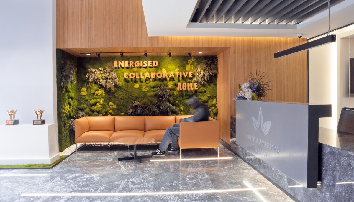 SymbionG's tweet photo. Flashback Friday to one of our interior design projects, BAT regional offices. The project involved a complete overhaul of the existing office space to offer a modern, imaginative and dynamic workspace.  
#BATKenya
#officewellbeing
#indoorplants
#symbioninteriordesign https://t.co/njVYWUefy5