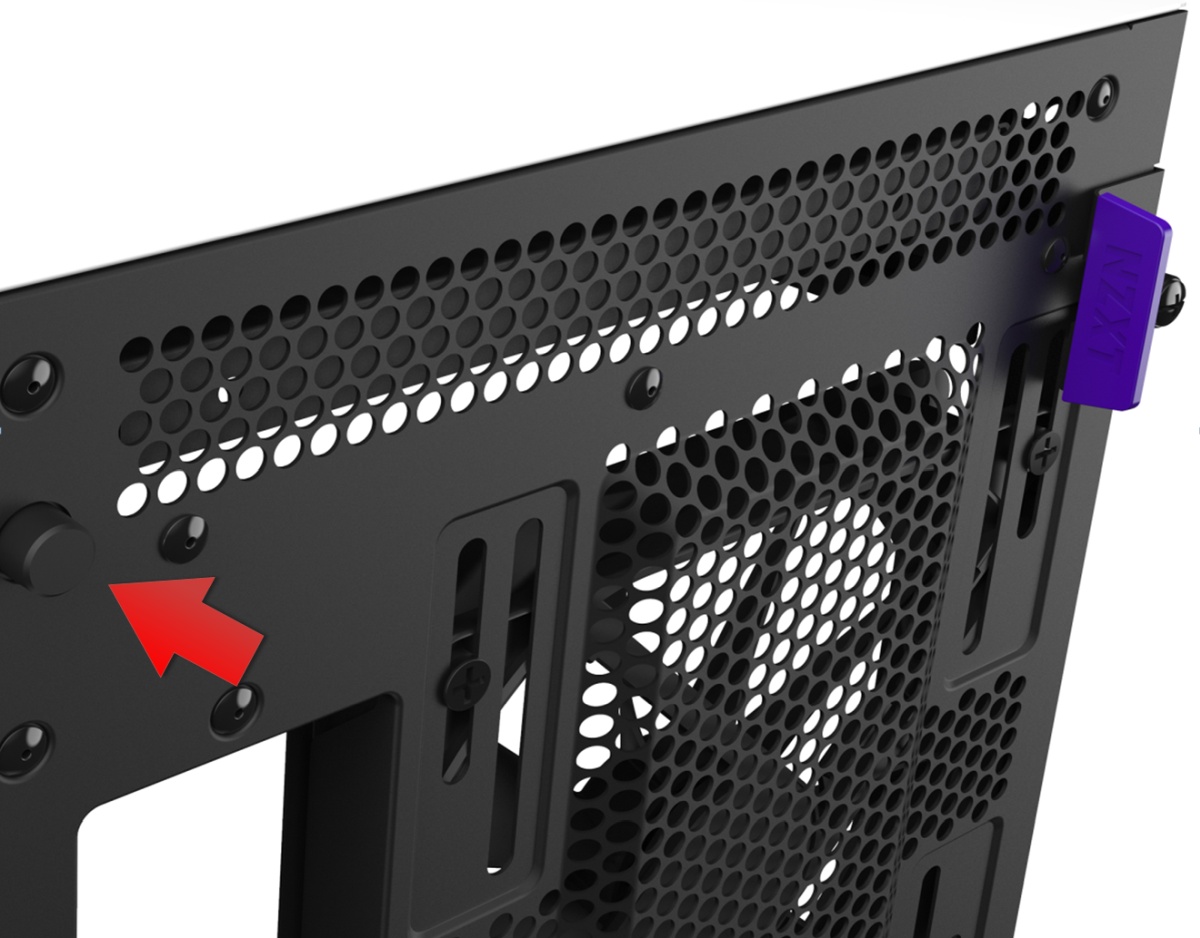 NZXTのH710iとH710は後ろにあるこのボタンを押すとガラスではないほう