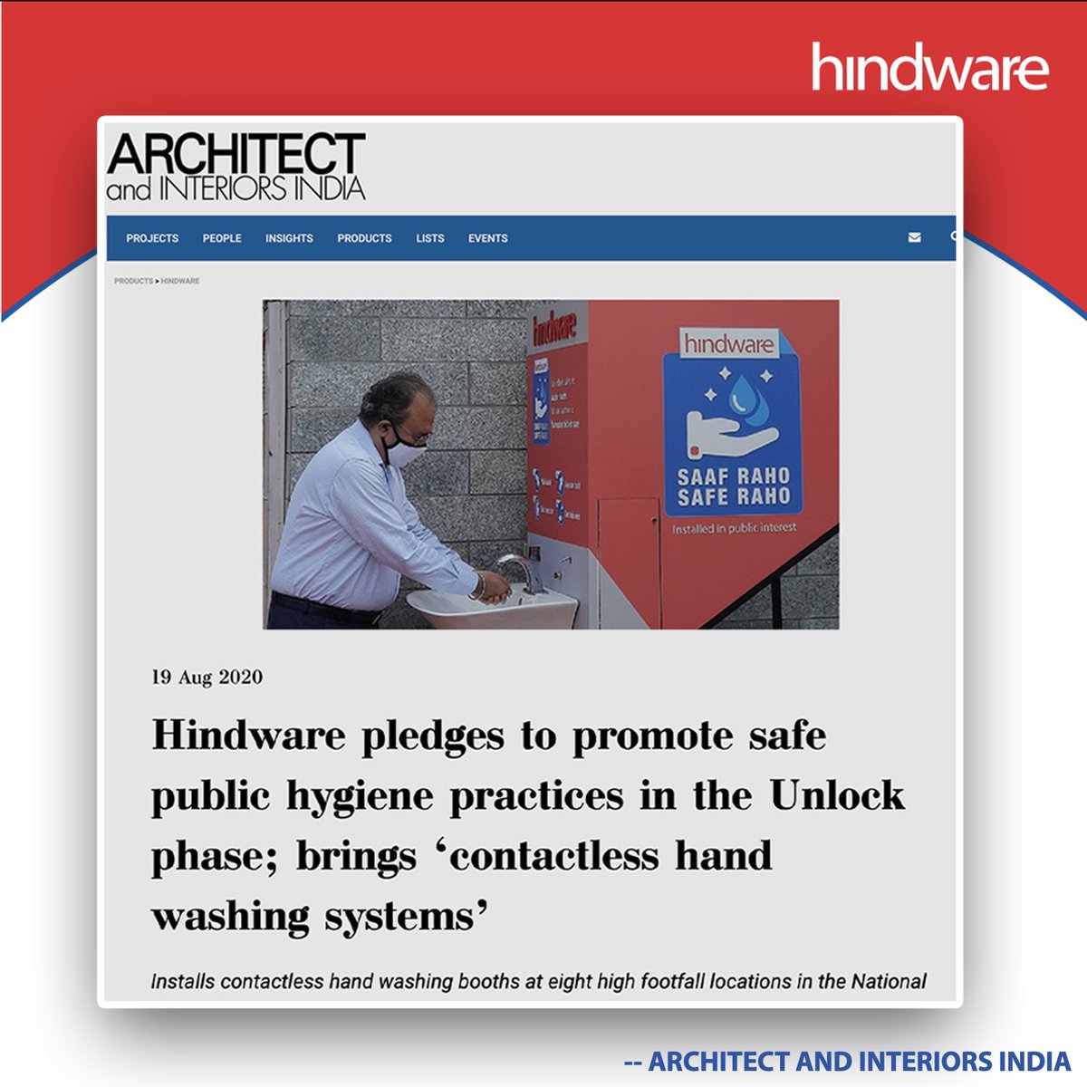 Hindware_India's tweet photo. We’re committed to keeping India hygienic, healthy and safe by providing access to hand washing facilities for those who are keeping the country running.
#SaafRahoSafeRaho #Hindware #HandWash #StaySafe #Hygiene #InnovatingForHygiene https://t.co/PU687oK5fK