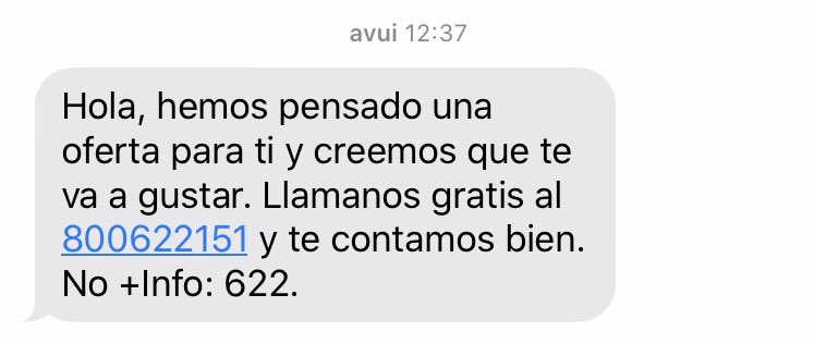 doBeauting's tweet photo. Hola @yoigo He perdido la cuenta de las veces que me habéis mandado este mensaje en los últimos meses. Que si realmente me vais a hacer una oferta yo os llamo, pero si va a ser una tarifa que ya puedo ver en vuestra web, que es lo que suele ser... ¿paramos con los sms? Gracias https://t.co/e7EL8MQzGp