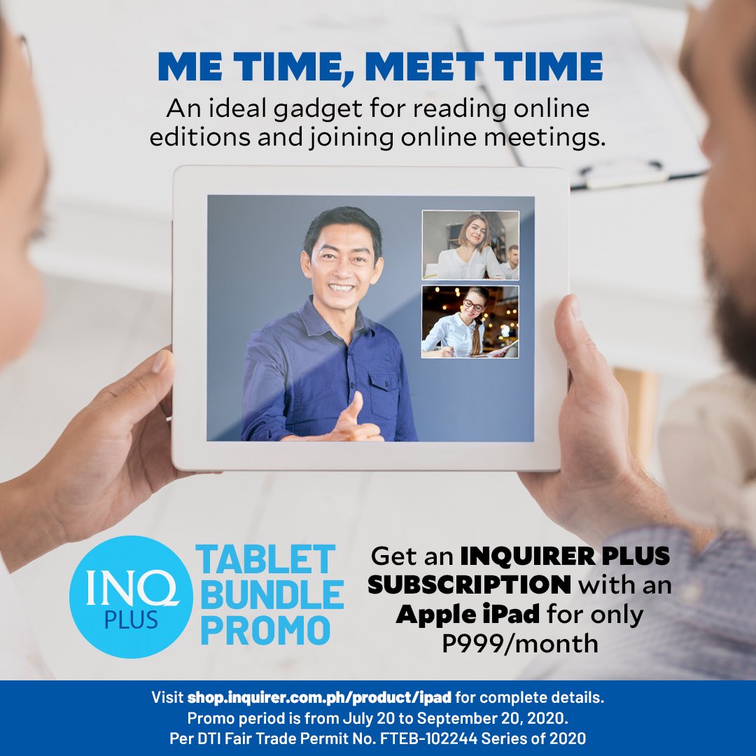 phildailyinq's tweet photo. It’s BACK!
Inquirer is offering the Inquirer PLUS TABLET BUNDLE promo. Take advantage of this amazing deal for a limited time only.
➡️ https://t.co/6dFjFMAWjz
#INQPlus
#TabPromo
#PlusTabBundle
#InquirerPlus
#anytime
#anywhere
#instantanews
#sale https://t.co/erfkxM444l
