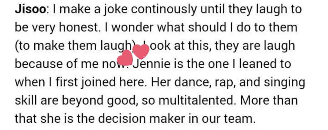 2. every blackpink members have said that jennie taught them so many things from singing, dancing, to managing their privacy before they even debuted. she definitely plays the role of a reliable leader.