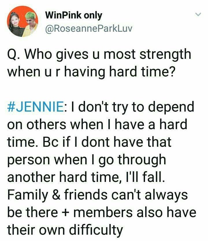 11. jennie has been through constant sh!t and pressure but that doesn't stop her from being SELFLESS. always thinking about her members before her own.