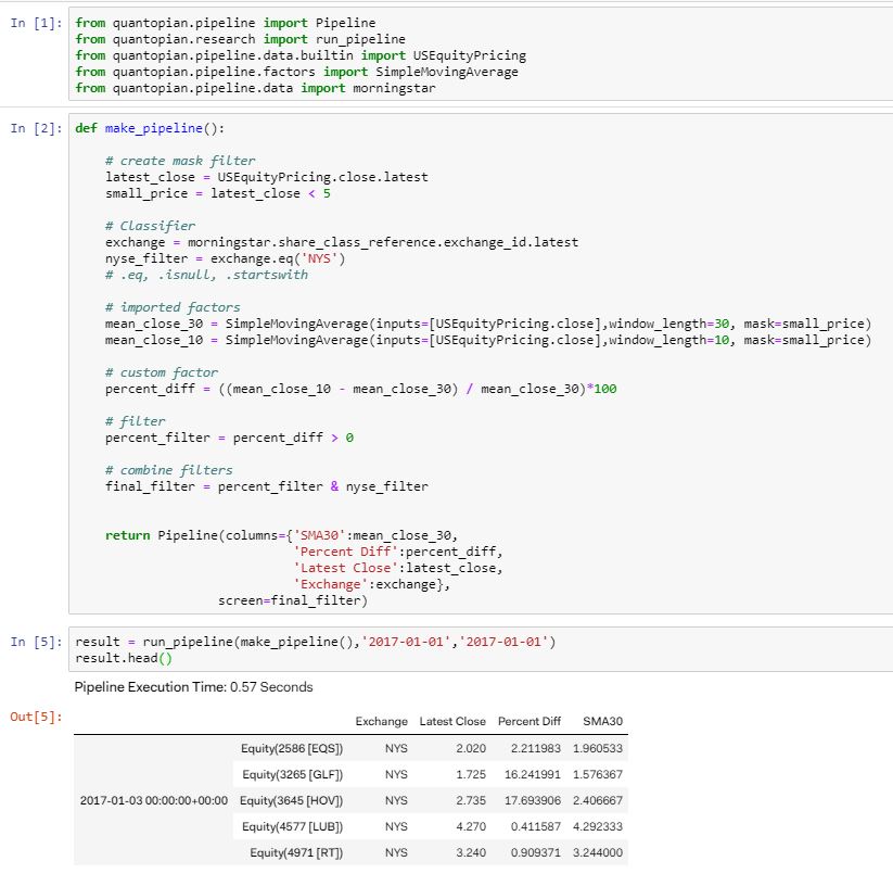 import_alexward's tweet photo. #100DaysOfCode Day 86:

Learned about creating pipelines in quantopian notebooks for research purposes, including implementing factors, classifiers, filters and screens. https://t.co/RPATZT1BlZ