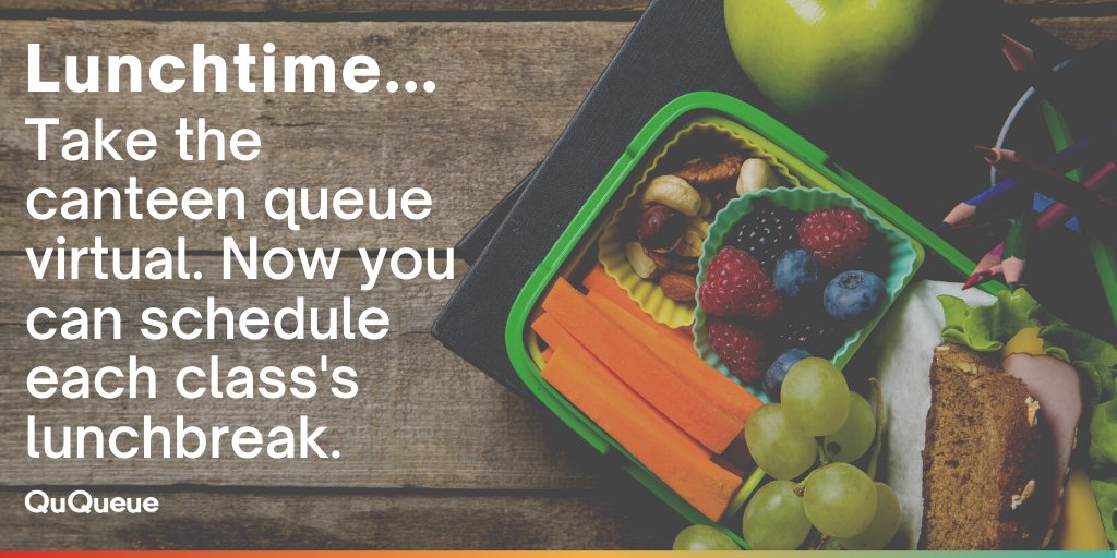 qu_queue's tweet image. MORE TOP TIPS on how QuQueue can be used in schools.
LUNCHTIME
Every pupils favourite time of the day! 
🍎
about.ququeue.com

#schoolsafe #quemanagement #employeesaftey #queing #metresapart #staysafe #londonlife #newapps #newwayoflife #studentsafety