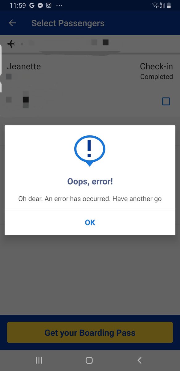 Miss_Jen87's tweet photo. @Ryanair Unable to issue my boarding pass as there seems to be a problem with your app. Please advise further. https://t.co/KoBfig2Pv4