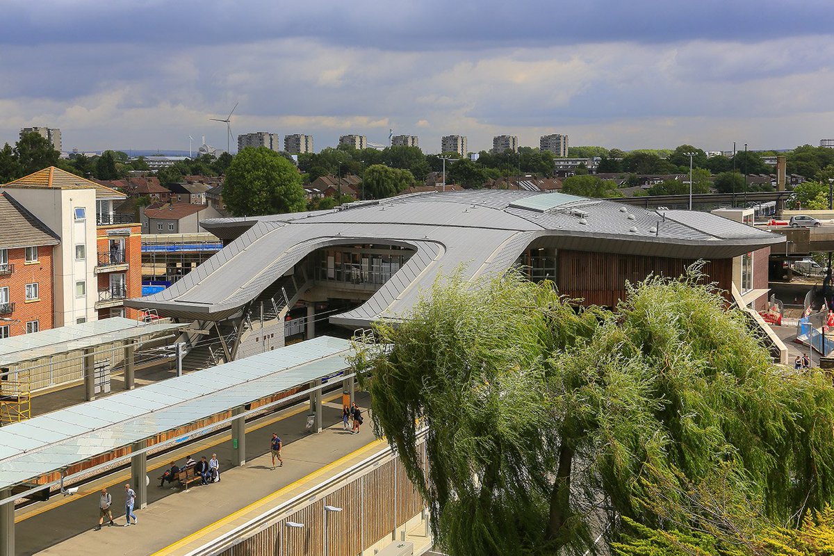 VMZINCUK's tweet photo. Some comparisons can be drawn with @FeredayPollard @Crossrail Abbey wood station which is awaiting crossrail trains but has a lovely #QUARTZ Zinc standing seam #roof by #vmzinc https://t.co/eEZdSr4NTb