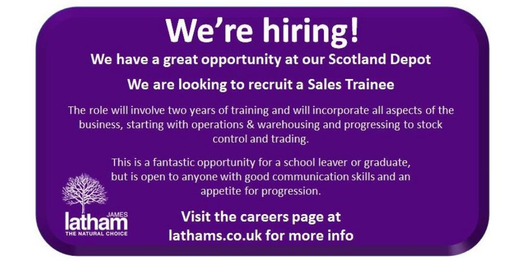 A fab opportunity to join our Scotland depot as a sales trainee! The ideal candidate will have good communication skills, a willing attitude and an appetite for progression. 

Find out more here: ow.ly/Va1W50BgBsB