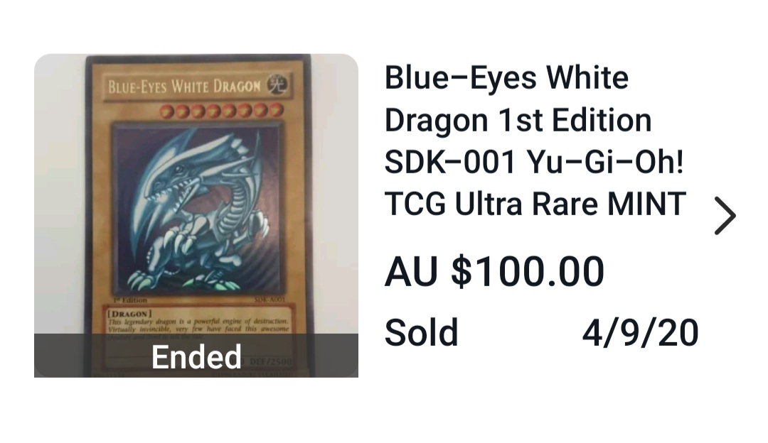 jeffbrowny12's tweet photo. Ummm wow legit just listed this today! Did not think it would sell for AU$100!! #ebay #resller #yugiohtcg https://t.co/ZbQsAKVVSc