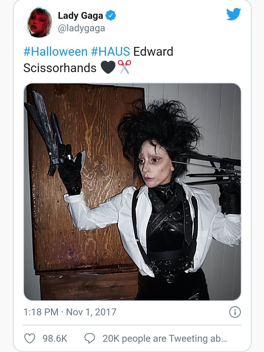 2011:  #LadyGaga performs new version of "You and I" on  #Oprah to the delight of fellow guest  #JohnnyDepp 2017: Lady Gaga dresses up as  #EdwardScissorhands for  #Halloween party2017: Johnny Depp steps out at Gjelina in LA to celebrate Gaga's 31st Birthday