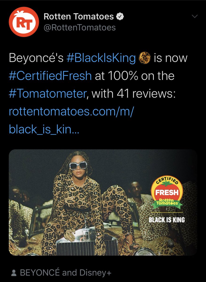 Critical Acclaim -Beyoncé has shown to be able to garner critical acclaim in all facets of her artistry. She has 3 projects with a 90+ rating on metacritic as well as a ‘must see’ tag for her film Black Is King. She also has many projects with a 100% rating on rotten tomatoes.