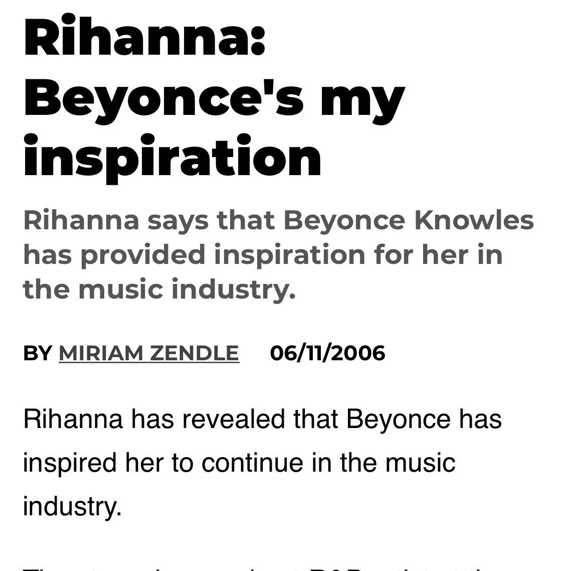 This is shown by the likes of Ariana Grande and Lady Gaga, who have admitted they were inspired to start singing because of her, as well as Rihanna, who Beyoncé played a role in helping get signed to a label.