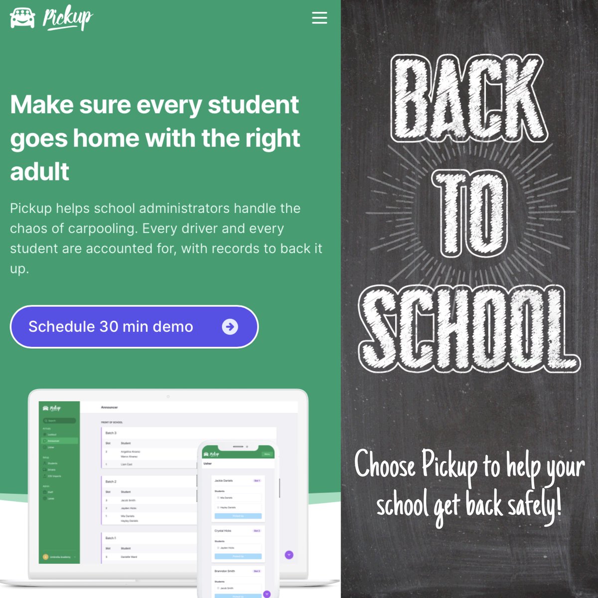 PickupApp_io's tweet photo. Schools are starting to go back. Some are going back virtually, while others are doing in person. School staff have enough on their plates without the anxiety of dismissal. Let Pickup help so that you have one less worry during these times! https://t.co/AycCN9WQ37
