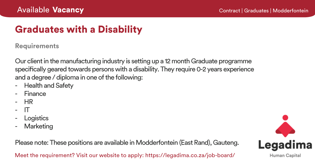 LegadimaHC's tweet photo. Do you meet the requirements? Apply here: https://t.co/la7FB82x9E

#JobSeekersSA #JobAdviceSA #jobseekers #Followforjobs #Jobs #unemployment #jobseekerwednesday https://t.co/zjAefBi2XC