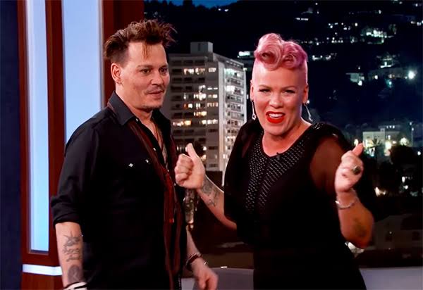 2016: Pop singer  #Pink totally lost it when she was brought face-to-face with her long-time crush  #JohnnyDepp