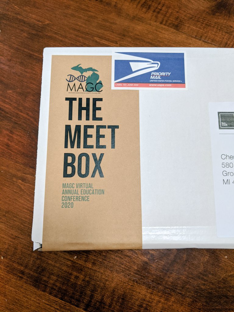 DNAdeeva's tweet photo. We're one week out from the @MichiganGC Virtual AEC! Did your #Meetbox arrive? @mahicks_ms_cgc and the EduCommittee are not letting a pandemic get in the way of a great event! Grateful to our #sponsors and the creative mind of @adriennenutter at #BoxWork https://t.co/l044P8gkzj