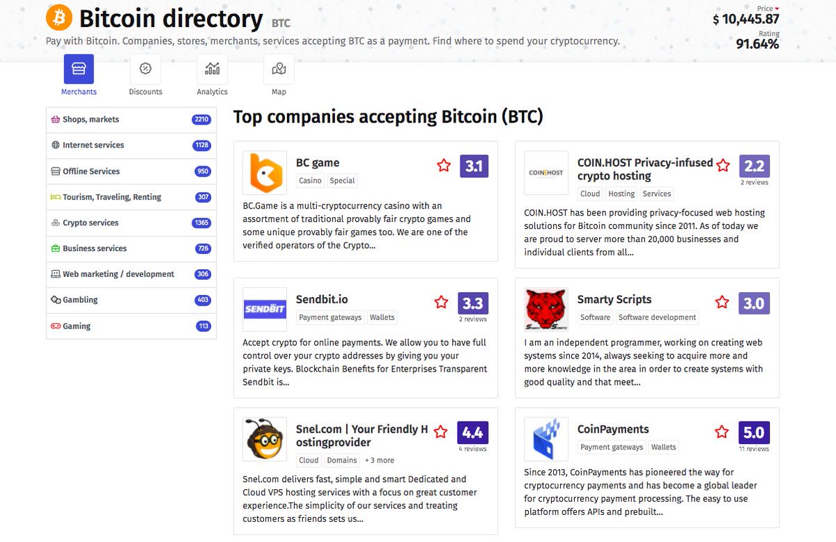 Cryptwerk_com's tweet image. The biggest online directory with stores and services accepting #Bitcoin as a payment - 5500+ merchants.

cryptwerk.com/pay-with/btc/

#spendbitcoin #paywithbitcon #bitcoins #bitcoinnews $BTC