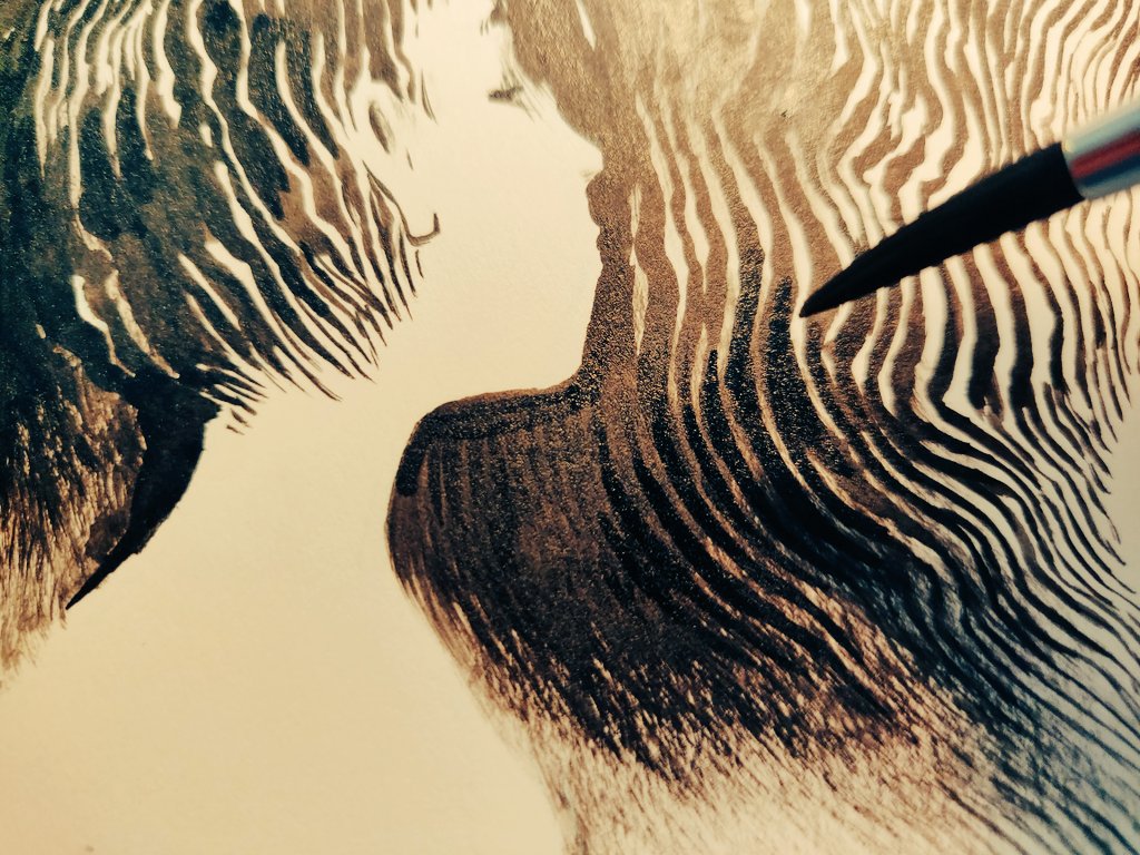 olecomoll's tweet image. Work in progress ... #brush #ink #portrait