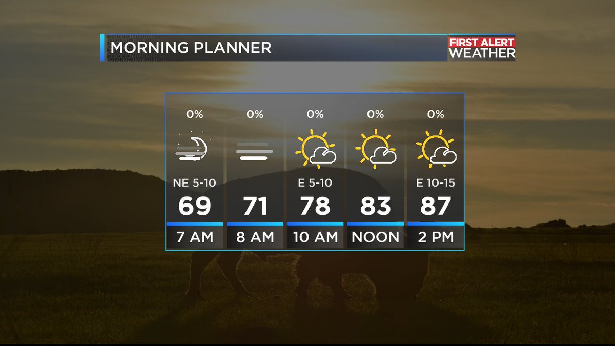 KSWO_7NEWS's tweet photo. Another day, another morning with areas of patchy fog.  It all slowly taper off by mid morning and for the rest of the day expect plenty of sunshine! #finallyfriday #okwx 
#texomawx #kswo #firstalertforecast @lexiewalkerwx https://t.co/DbFMgXyrsW
