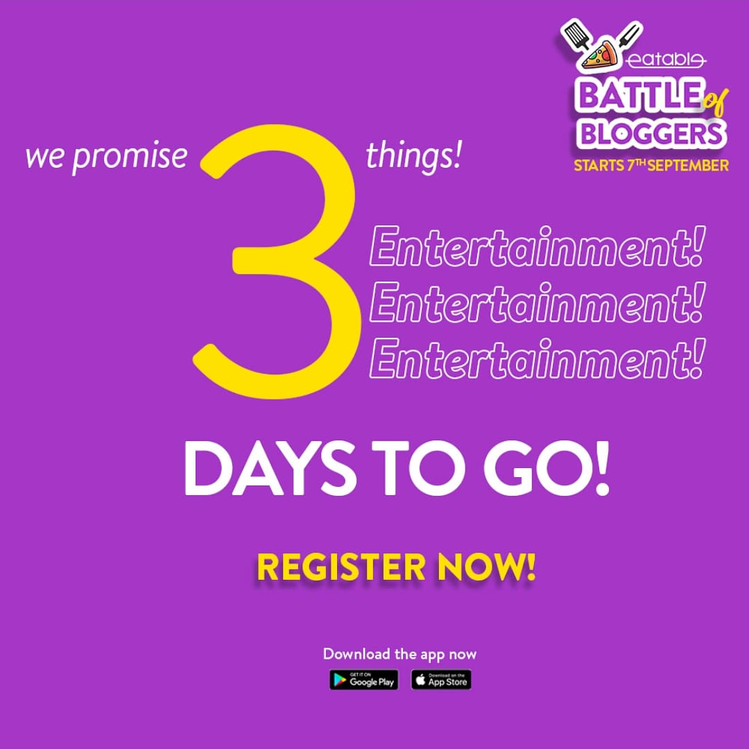 explorex_inc's tweet photo. With 3 days to go for #BattleOfBloggers, the excitement levels are brewing out of the pot!!π₯³
Get ready for a fun- filled event with @eatableclub and we guarantee you lots of entertainment!
Register now and win big! π https://t.co/sboeXE3W2H
#Contest #FridayMotivation https://t.co/hSilkzAuLX