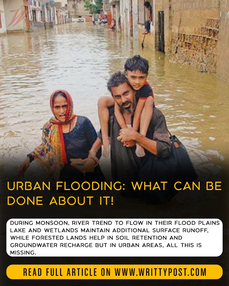 becinemouse's tweet photo. During monsoon, river trend to flow in their Flood Plains Lake and wetlands maintain additional surface runoff, while forested lands help in soil retention and groundwater recharge but in urban areas, all this is missing.
Follow @writtypost https://t.co/a3K2suNOZi