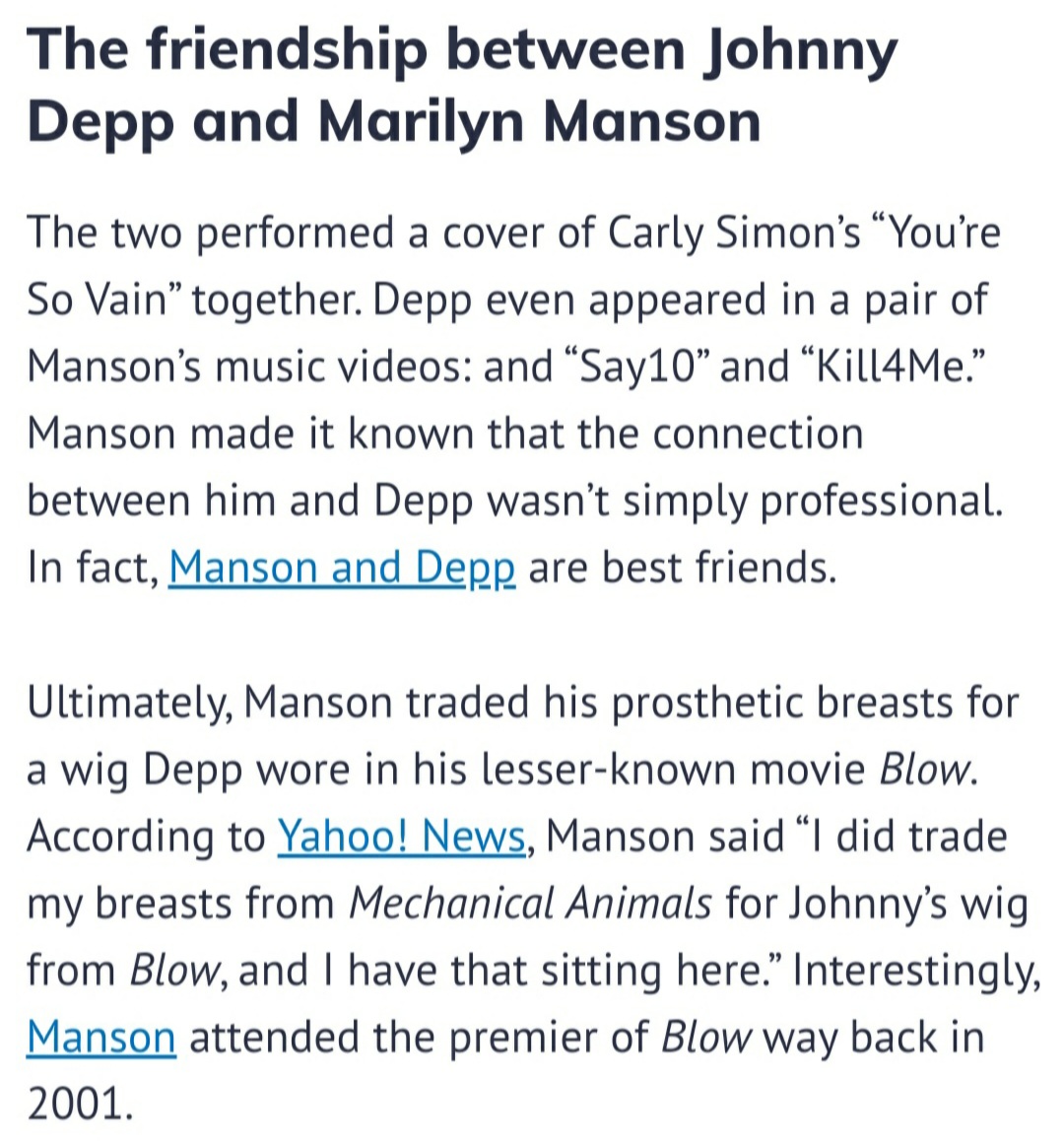  #MarilynManson on  #JohnnyDepp "It wouldn't even make you a gay if you had sex with Johnny Depp, Coz it's Johnny Depp"