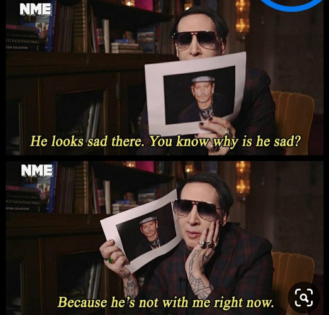  #MarilynManson on  #JohnnyDepp "It wouldn't even make you a gay if you had sex with Johnny Depp, Coz it's Johnny Depp"